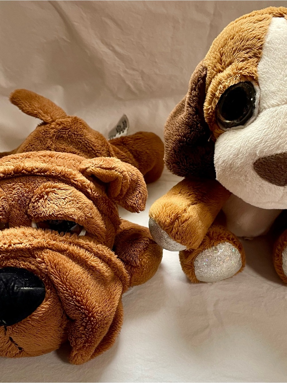 Two Russ Berrie Brown Plushies - Soft Stuffed Dogs